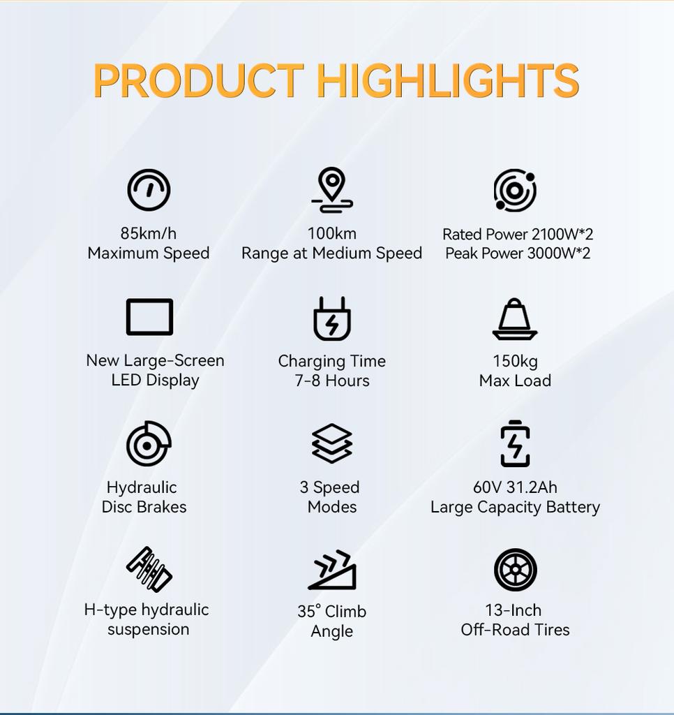 Electric Scooter Foldable OOTD T90 3000W*2 Dual Motor 85Km/h Top Speed Electric Scooter For Adult 60V 31.2AH 100Km Range