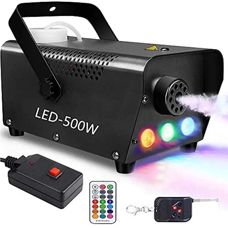 

Праздничный реквизит, световой генератор тумана, 3 цвета, двойной переключатель, беспроводной пульт дистанционного управления, 500 Вт, светодиодный генератор тумана, сценическое освещение A