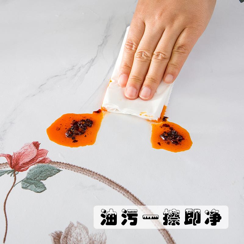 Round Table Tablecloth Household Waterproof, Oil-Proof And Anti-Scalding Leave-In Round Tablecloth Pvc Coffee Table Fabric Dining Table Mat