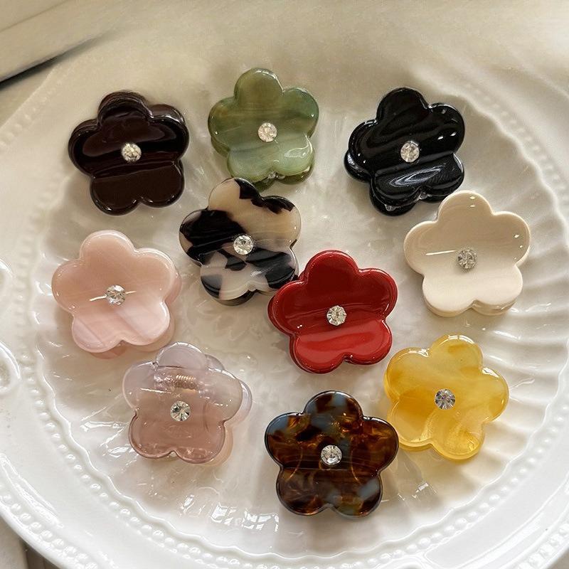 Acetate Point Diamond Flowers Sweet and Cute Small Grab Clip Bangs Clip Female Diamond Hairpin Hair Accessories Girl Hair Accessories
