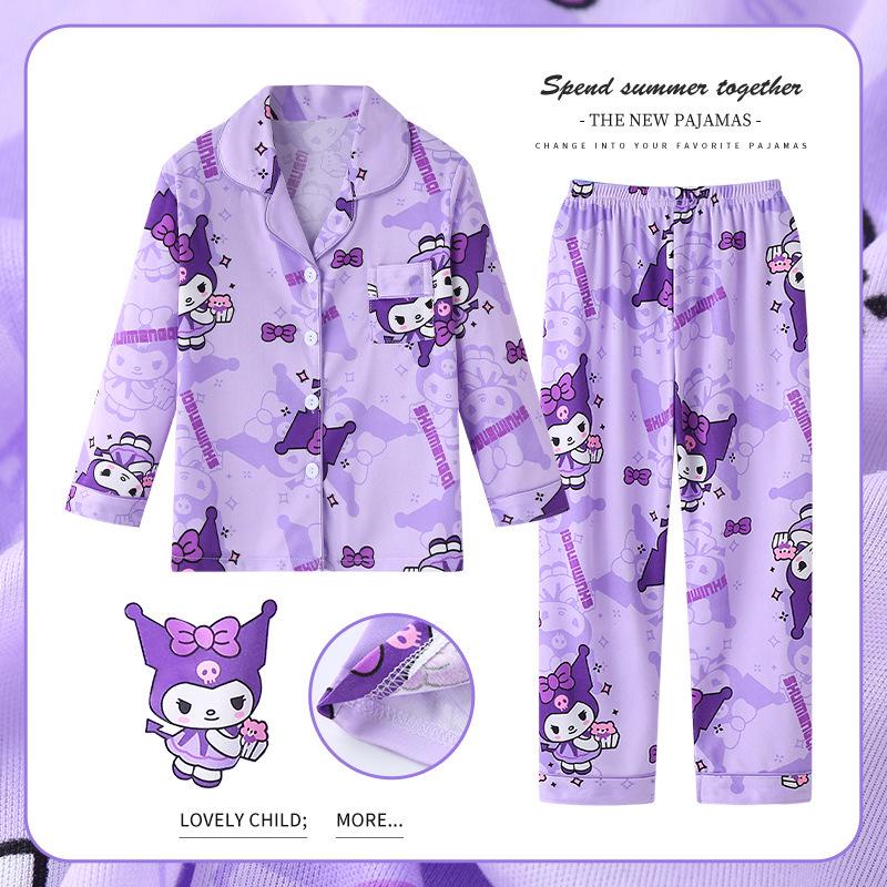 Children's Spring/Autumn Cartoon Print Pajamas, Long-Sleeve Cardigan Style for Boys and Girls