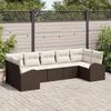 vidaXL 7-piece Garden Sofa Set with Brown Poly Rattan Cushions 3354857