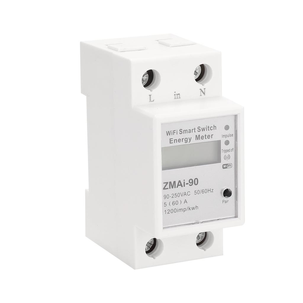 Single-Phase Din Rail Wifi Intelligent Energy Meter Power Consumption Kwh Meter Wattmeter Support SmartlifeCelsius App Control Compatible with
