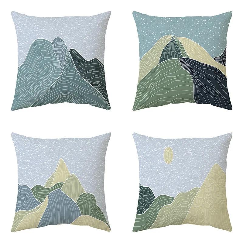Stylish Abstract Mountain Pattern Pillow Covers Pattern Cushion Cover Suitable For Sofa Bedroom Car Pillow Cover