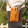 TOURBON Gardening Pouch, Pruning Shears Pouch, Leather Scissor Case Bag, Gardening, Florist, Waist Pouch, with Shoulder Strap (Light Brown)