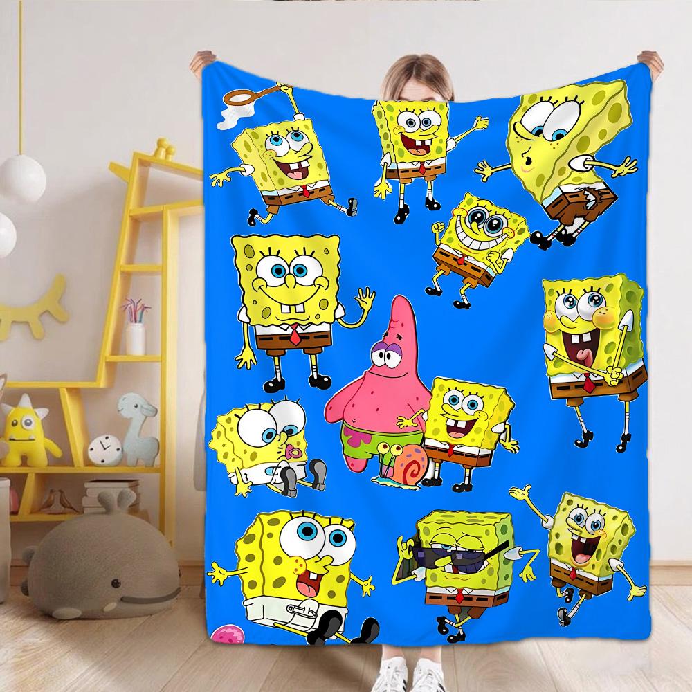 Throw Blankets for Beds Kawaii S-Spongebob All year Blanket Bedspread on the Bed Bedspreads and Coverlets Camping Anime Sofa Nap