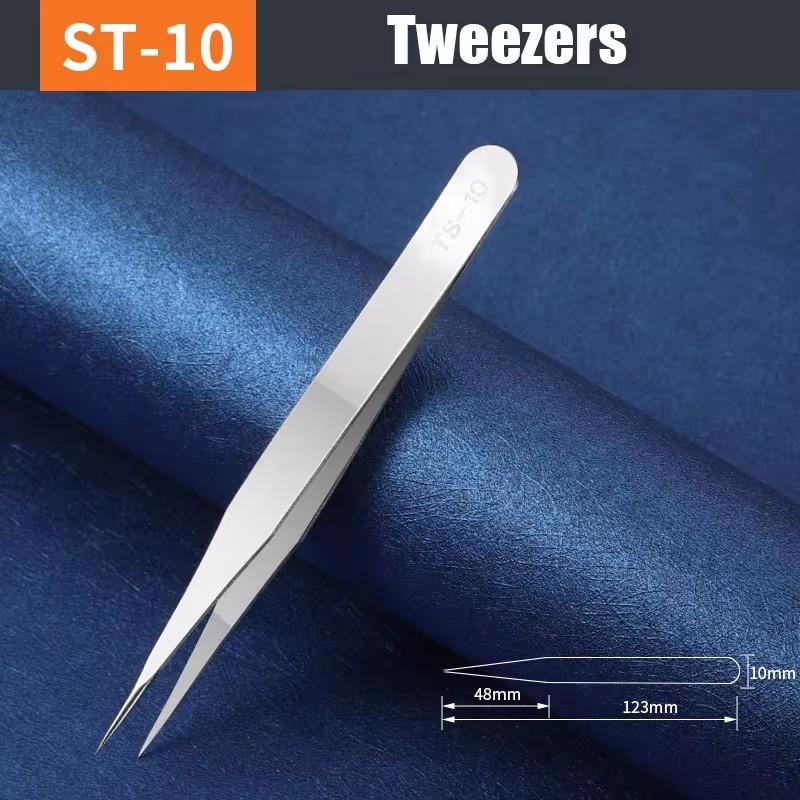 Anti-Static Stainless Steel Tweezers Precision Maintenance Professional Industrial Repair Curved Hand Tools Electronic Tweezers