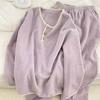 Women Suits Sets Cotton Large Size Pajamas Winter Thickened Fleece Longs Pants Two-piece Oversize 2PC Suit