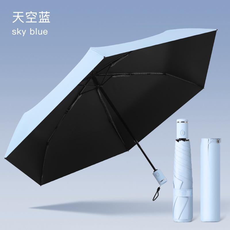 Three-fold six-bone ultra-light automatic umbrella vinyl fabric sun protection umbrella UV protection weather and rain dual-purpose advertising