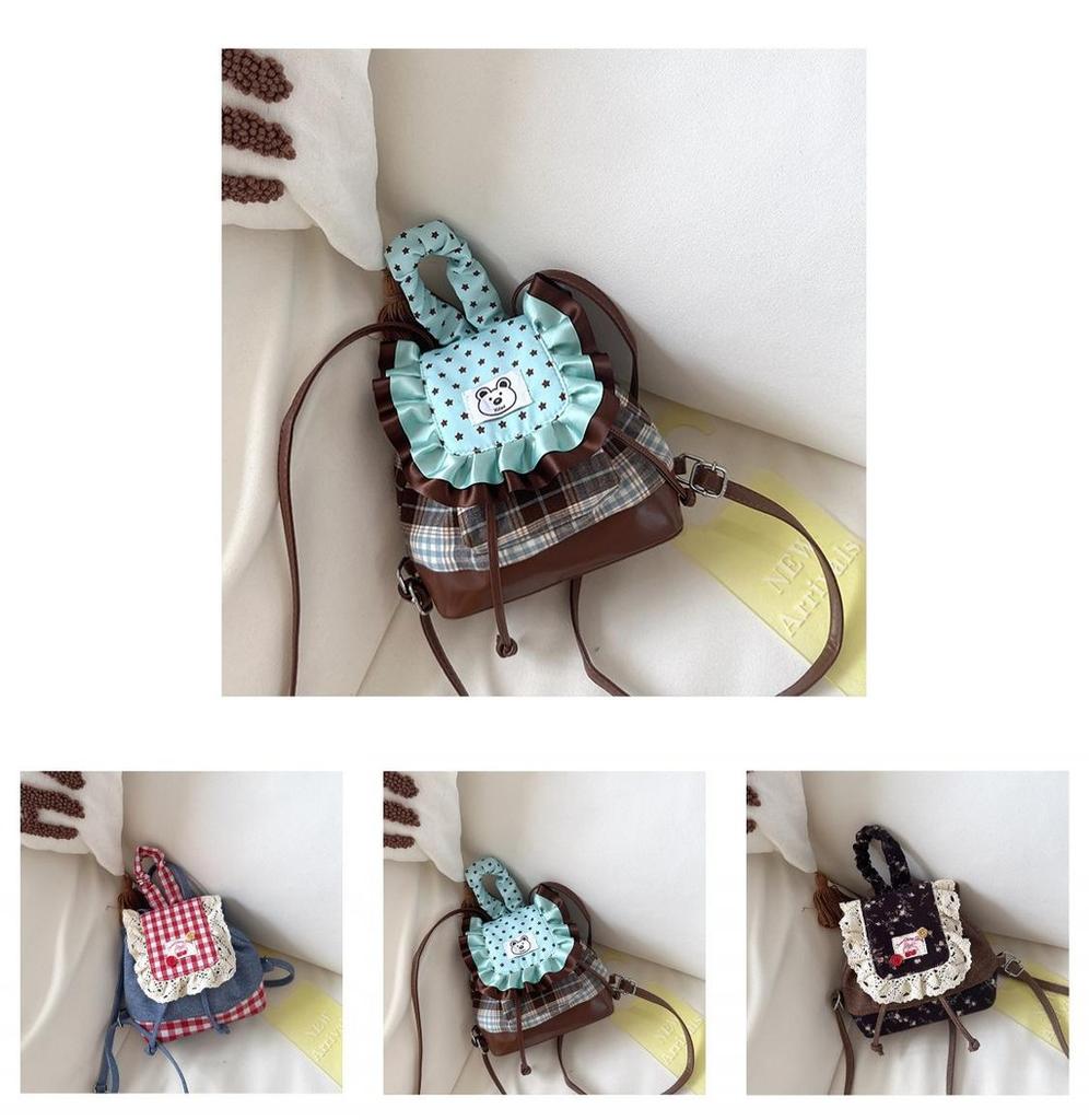 College Student Nylon Mini Backpack With Drawstring Flap For Daily Use