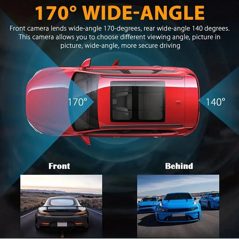 4-inch Dashcam, HD Dual-lens Touchscreen, WiFi Car Dashcam
