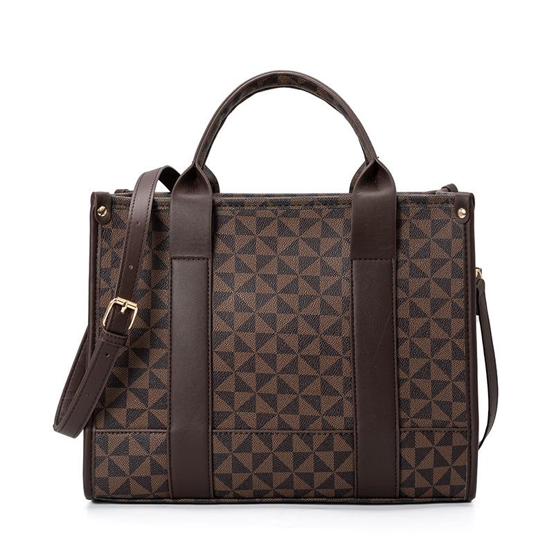

Trendy fashion light luxury versatile shoulder bag simple high-end texture printed women s bag casual commute to work tote bag