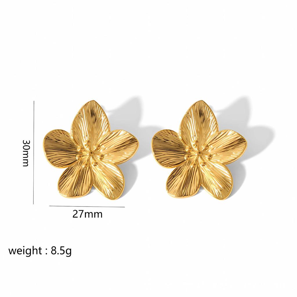 Retro Gold Stainless Steel Butterfly Flower Earrings