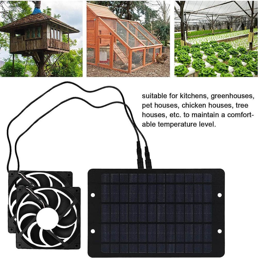 Cool Solar Powered Fan V W Waterproof Dual Exhaust Fan Note Outdoor Environments