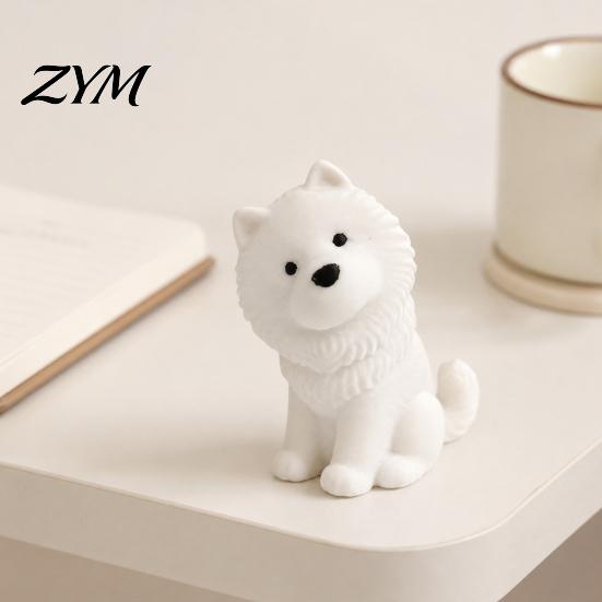 Gift for Samoyed Owners Cute Sitting Dog Figurine, 3D Printed Smiling Puppy Statue, Healing Pet Table Decor Animal Desktop Ornament Home Car