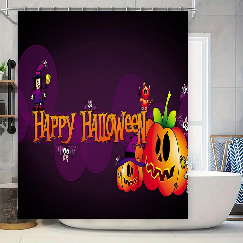 Жуткое Хэллоуинское Украшение: Водонепроницаемые душевые шторы из ПВХ с принтом, с яркими тыквами, привидениями, ведьмами, для украшения ванной комнаты 90x180cm