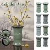 Vaso de Cerâmica Celadon Antigo Esmalte Craquelado Suporte para Incensário Vaso Hidropônico Estilo Chinês Decoração de Mesa Ornamentos