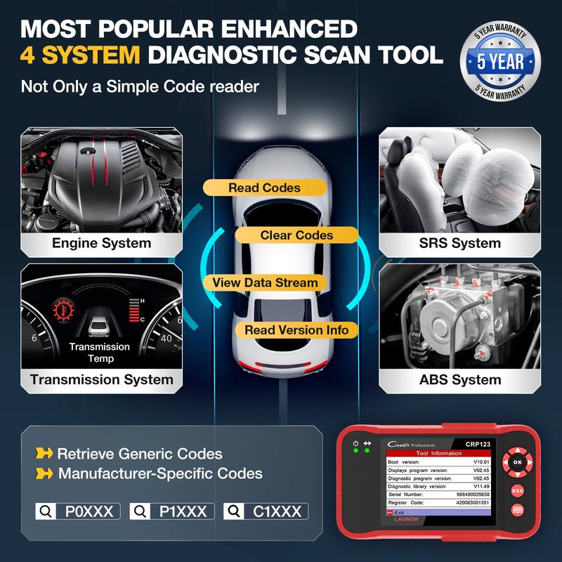 Launch creader CRP123 Engine Transmission SRS ABS Car Diagnostic Tools OBD2 Scanner Lifetim Free Update