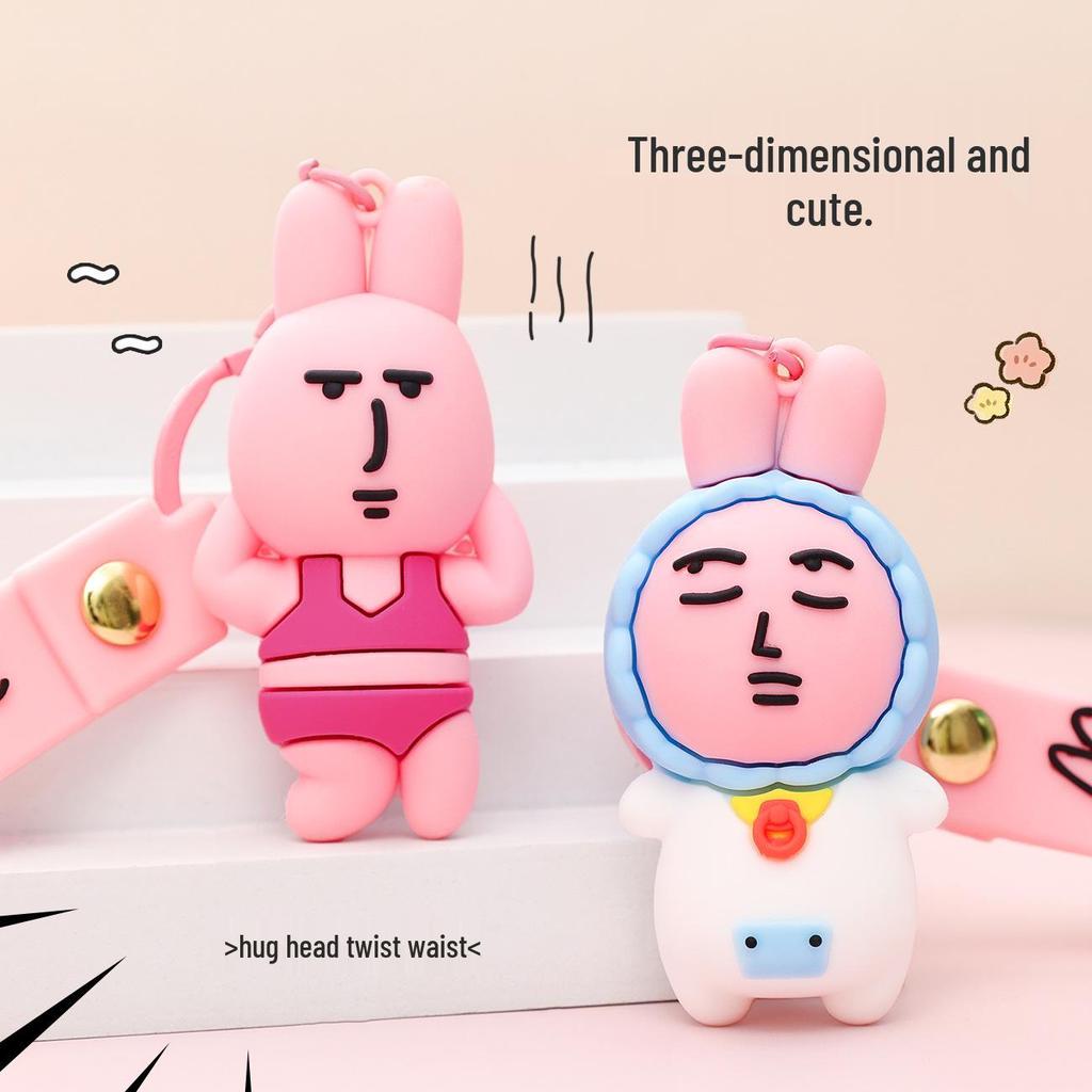 Pink Rabbit Keychain - Cartoon Doll Bag Pendant