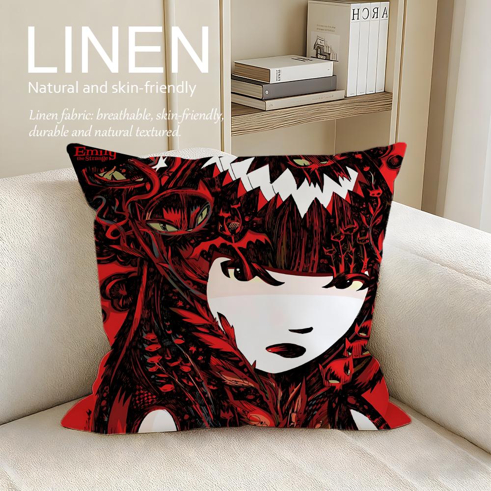 Cute Emily the Strange Cushion Cover Pillowcase Set Pcs x x Breathable Washable Sofa Cushion Cover