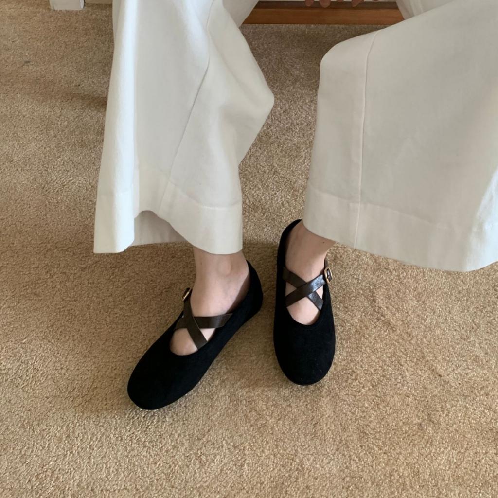 2025 new autumn round head casual cross belt ballet platform Boken fashion women's shoes