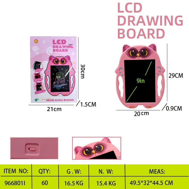 

Сова Мультяшный ЖК Планшет для Письма 9 дюймов для Детей - Электронная Доска для Рисования с Магнитным Стилусом