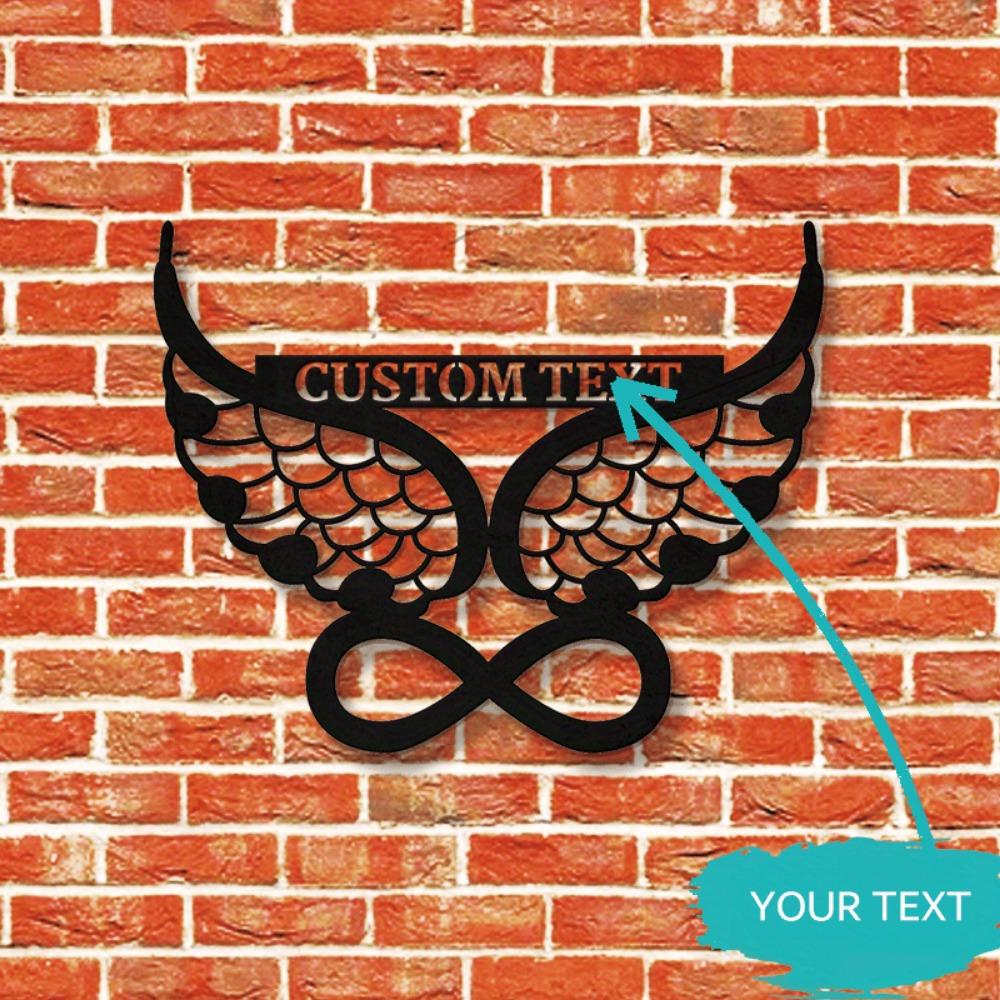 Sculpture murale Ailes d'ange en métal Texte personnalisé Décoration de maison Cadeau pour les parents Panneau anglais
