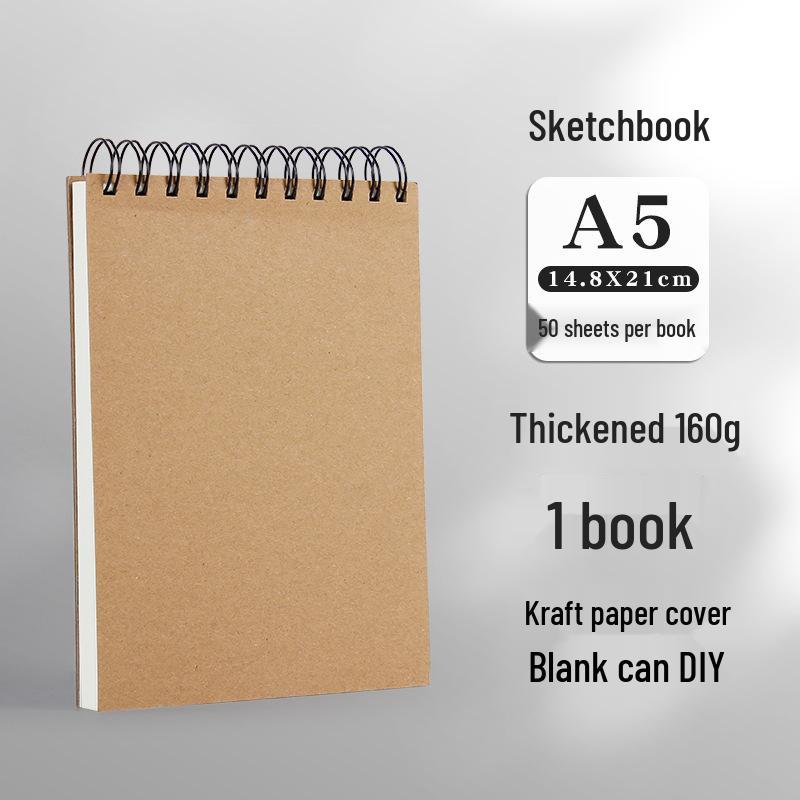 Szkicownik A5 na spirali dla uczniów szkół podstawowych - Kompaktowy, gruby, w twardej oprawie, poziomy