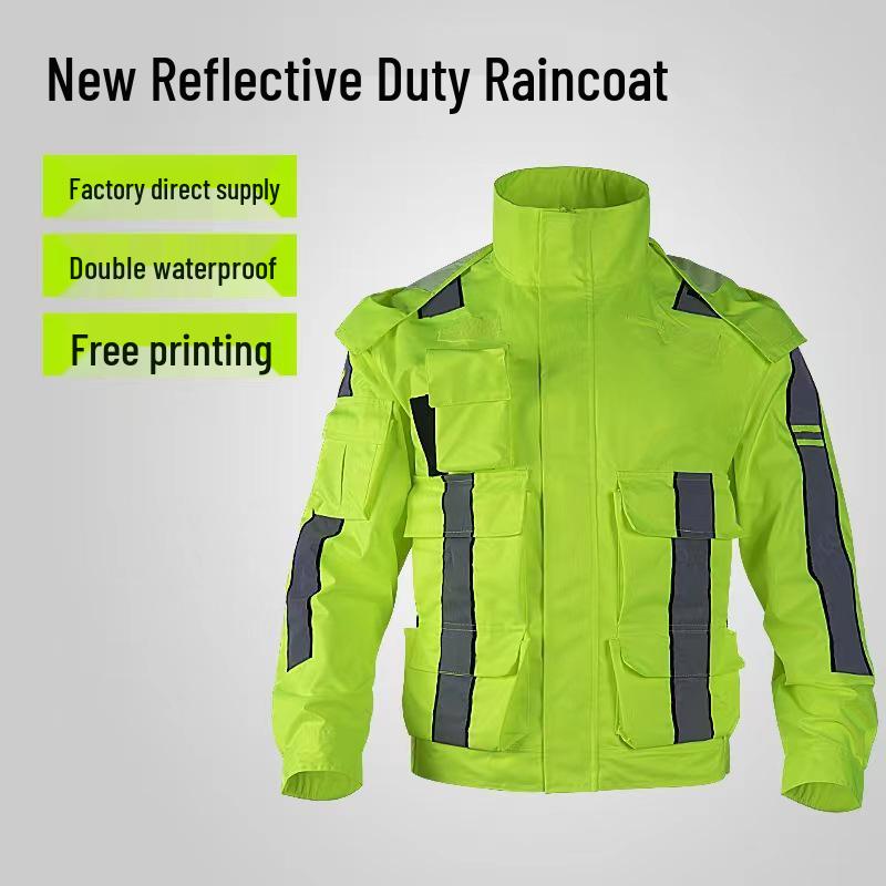 Men's Reflective Raincoat and Pants Set for Road Security