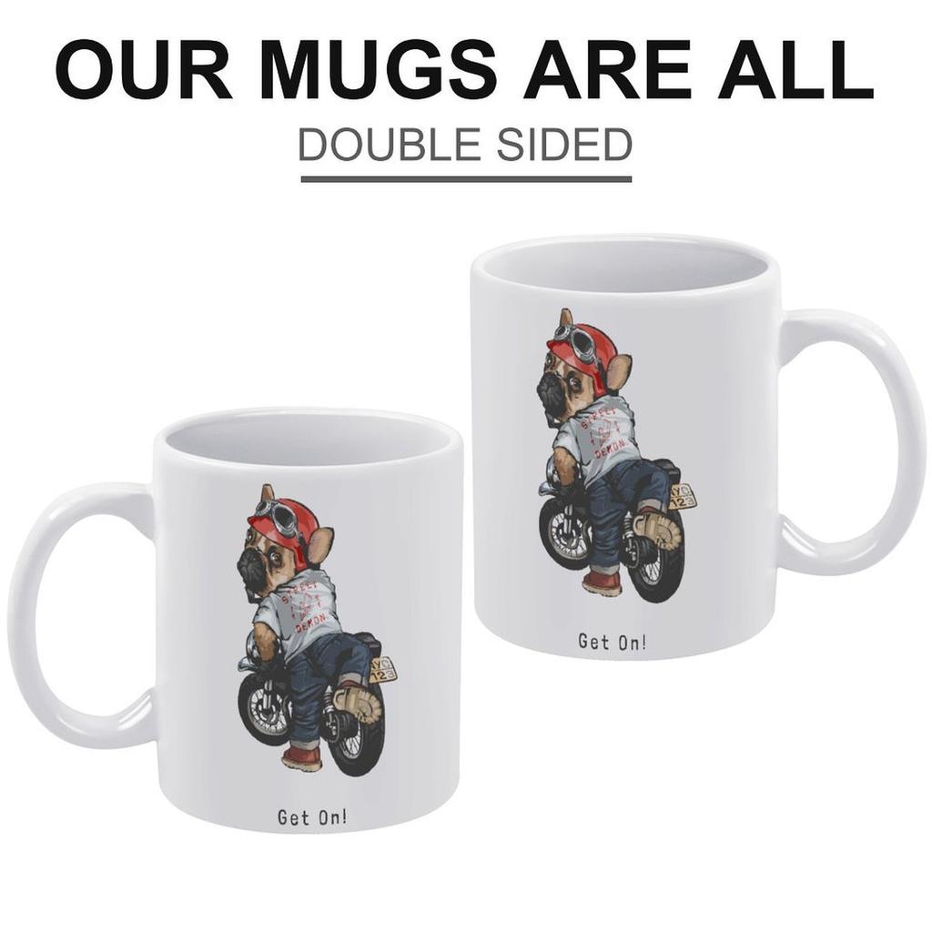 1Pack 11oz White Ceramic Mug Double-Sided Printed Illustration Durable Coffee Cup Great For Home Office Gift Use