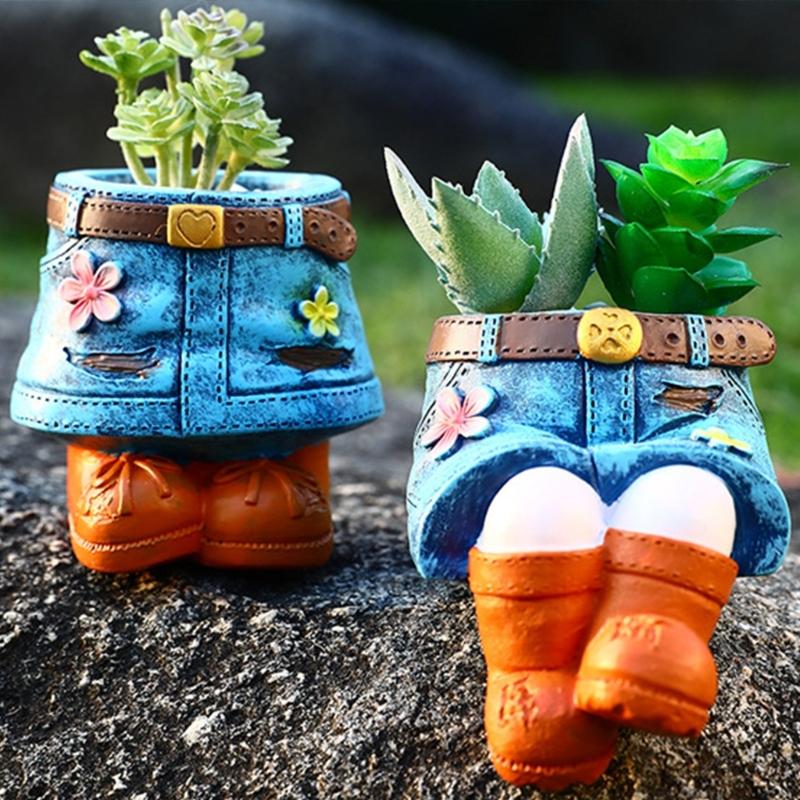 Kruka i harts Dekorativa blomkrukor Figurin För trädgårds- och hemmabruk Suckulent blomkruka Dekoration för inomhus utomhus