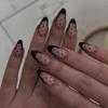 French Black Almond Polka Dot Wearable Nail Tips - Stylish Nail Art