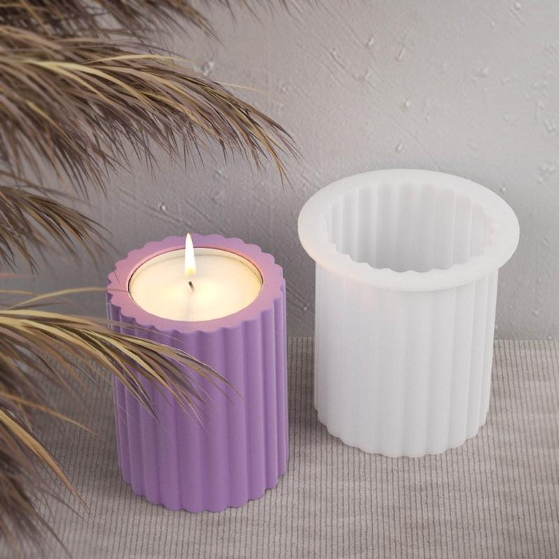 Zylinderförmige Kerzenhalter-Formen, gestreifte zylindrische Teelichthalter-Formen für DIY Kerzenhalter, Kerzenständer, Weihnachtsgeschenk