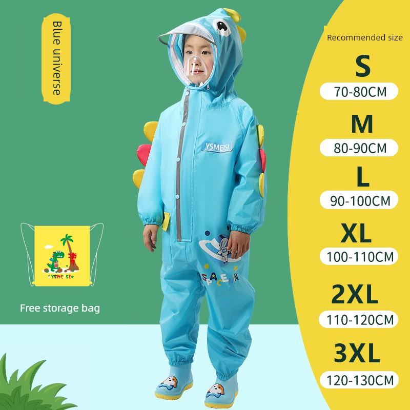 Children's Raincoat One-Piece Suit for Boys and Girls, Primary School Students, Kindergarten Babies, Full-Body Rainproof Playwear Poncho