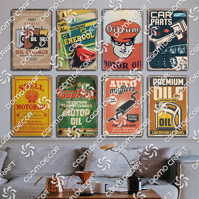 Motor Oil Poster Vintage Metal Plate Energol Oilzum Car Parts Oil Change Metal Tin Signs Wall Decor Garage Club Man Cave