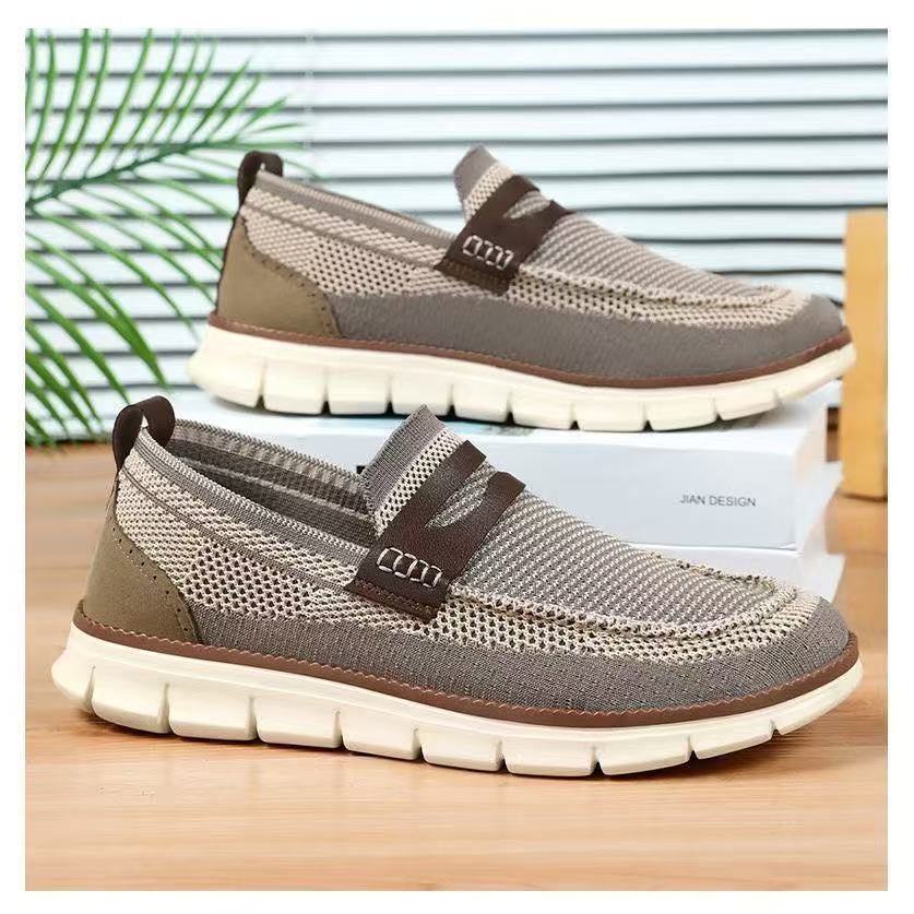 

New men s shoes fly-woven breathable cloth shoes men s casual shoes driving shoes 46 хаки