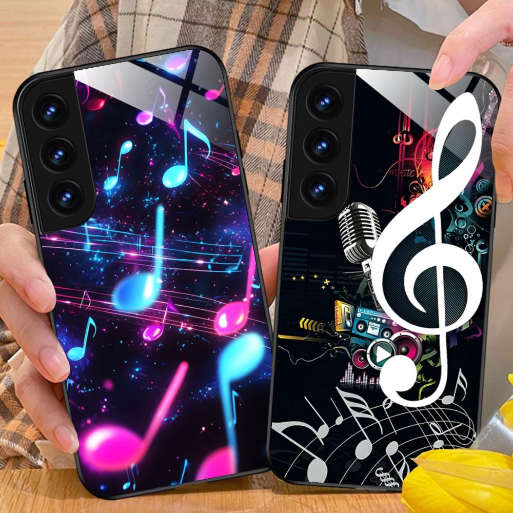 Musical Note Staff Mobile Phone Case for Samsung Galaxy S26 S25 S24 S23 S22 S21 S20 Note20 Plus FE Ultra Glass Colorful Cover