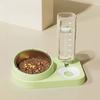 2-in-1 Pet Feeder Tilted Dog Food Bowl with 700ml Automatic Water Dispenser Stainless Steel Bowl Food And Water Feeder for Cats Dogs
