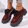 Damen Britischer Stil Flache Schuhe, Neu Frühling-Sommer Europäisch Grenzüberschreitend Übergröße Retro Römisch Vorne Schnürung Freizeit Schuhe