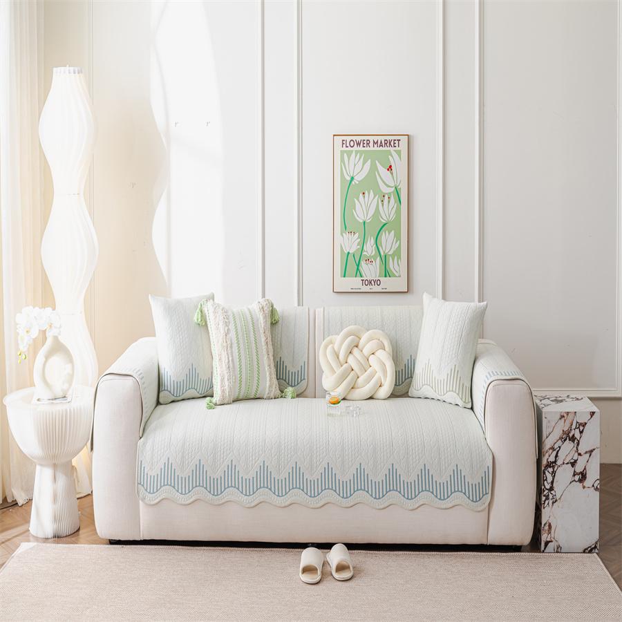 Cotton Sofa Cushion Four Seasons Universal Pastoral Style Non-Slip Sofa Towel Back Towel Cover Cloth Sofa Cushion Full Set 90x90cm
