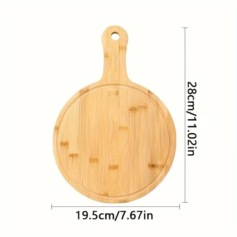 

1 шт. бамбуковая тарелка для пиццы с деревянной ручкой и длинной ручкой, столовые приборы для пиццы, стейка, фруктов, хлеба, бамбуковая тарелка для домашней кухни