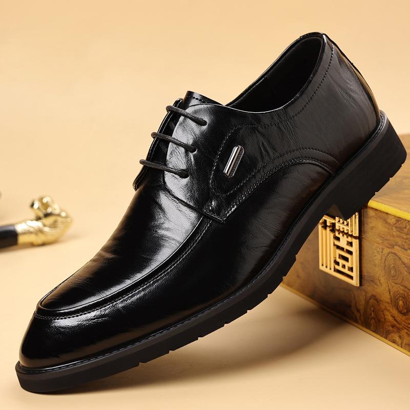 

New Mens Dress Shoes for Wedding Business Formal Leather Oxfords Comfortable Soft Sole Lace Up Office Work Groom Groomsmen Shoes 38