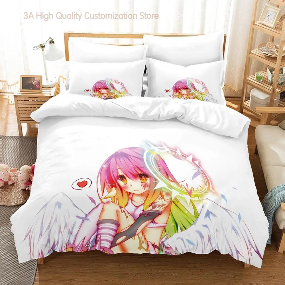 

No Game No Life Beding Set Single Twin Ful Quen King-Sized Dimensionsd Dimensions Bed Linen Set Adult People Young Boys Bedrom Duvetcover Sets 3D 120*200cm Single