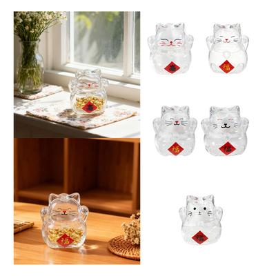 Borosilicate Cat Money Jar Multifunctional Educational Gift for Children 0.39" Opening Compact Decorative Container