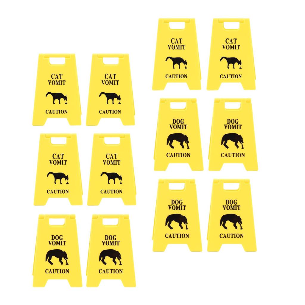 Cat Vomit Caution Sign Plastic Innovative Design Obvious Dogs Vomits Warning Sign for Indoor