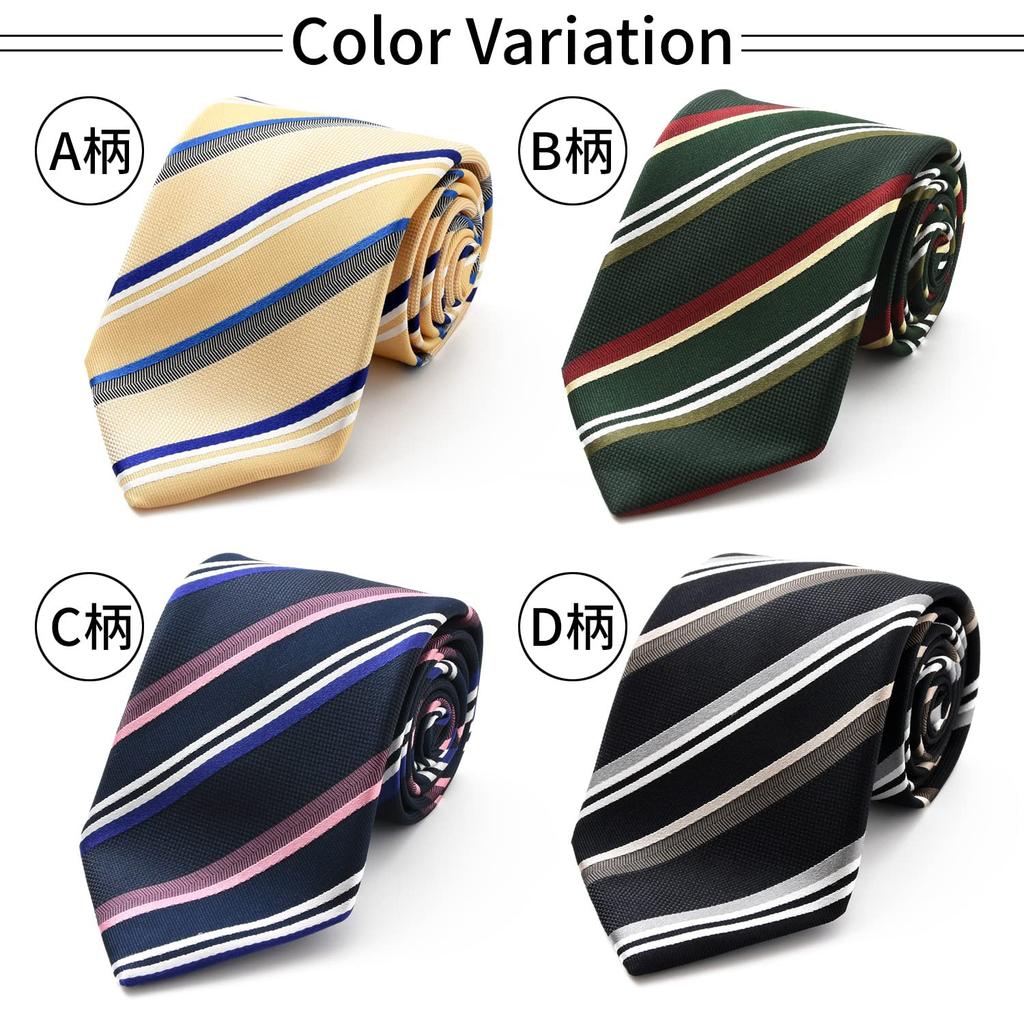 [Michiko London] Brand Necktie, Made in Japan, Silk, Regimental Stripe, Multi-Stripe, Jacquard Weave, Business, Regular Size (A: Yellow)