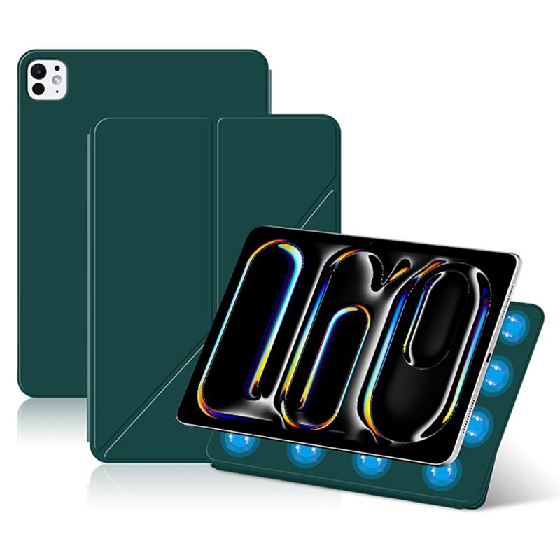 For iPad Pro 11 (2024) (M4) Case Magnetic Attachment PU Leather Origami Stand Tablet Cover