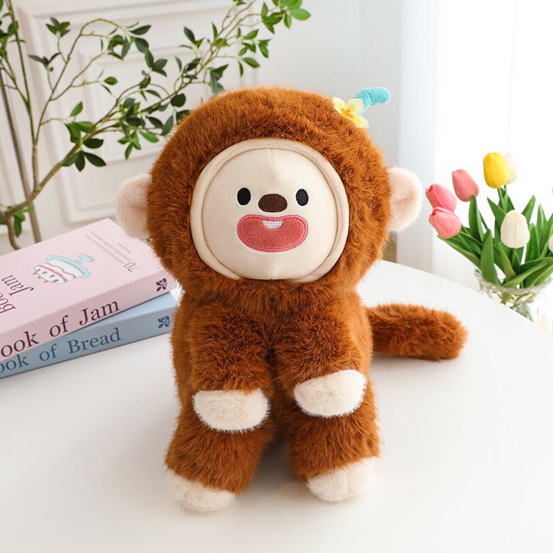 New Internet celebrity face-changing monkey plush doll cute expression little monkey doll big throw pillow child hug sleeping doll