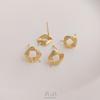 14K Gold-filled Brushed Square Stud Earrings with 925 Silver Pins for DIY Pearl Setting.