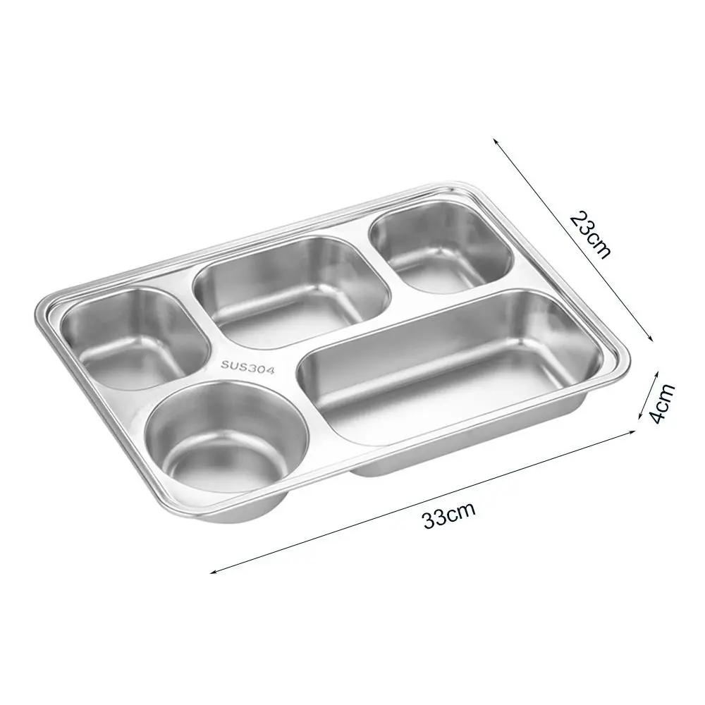 New Stainless Steel Dinner Tray Deepen Canteen Tableware Divided Plates Thickening High-quality Divided Fast Food Plate